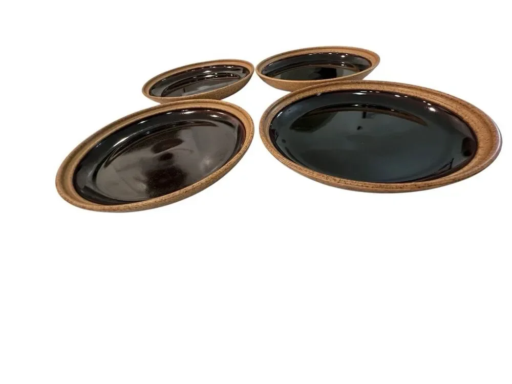 Set of 4 Mikasa Le Buffet Potter's Secret Japan Round Dinner Plates Brown